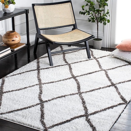 Safavieh 8 x 10 ft. Berber Shag Contemporary Rectangle Power Loomed Rug; Ivory & Grey BER526F-8